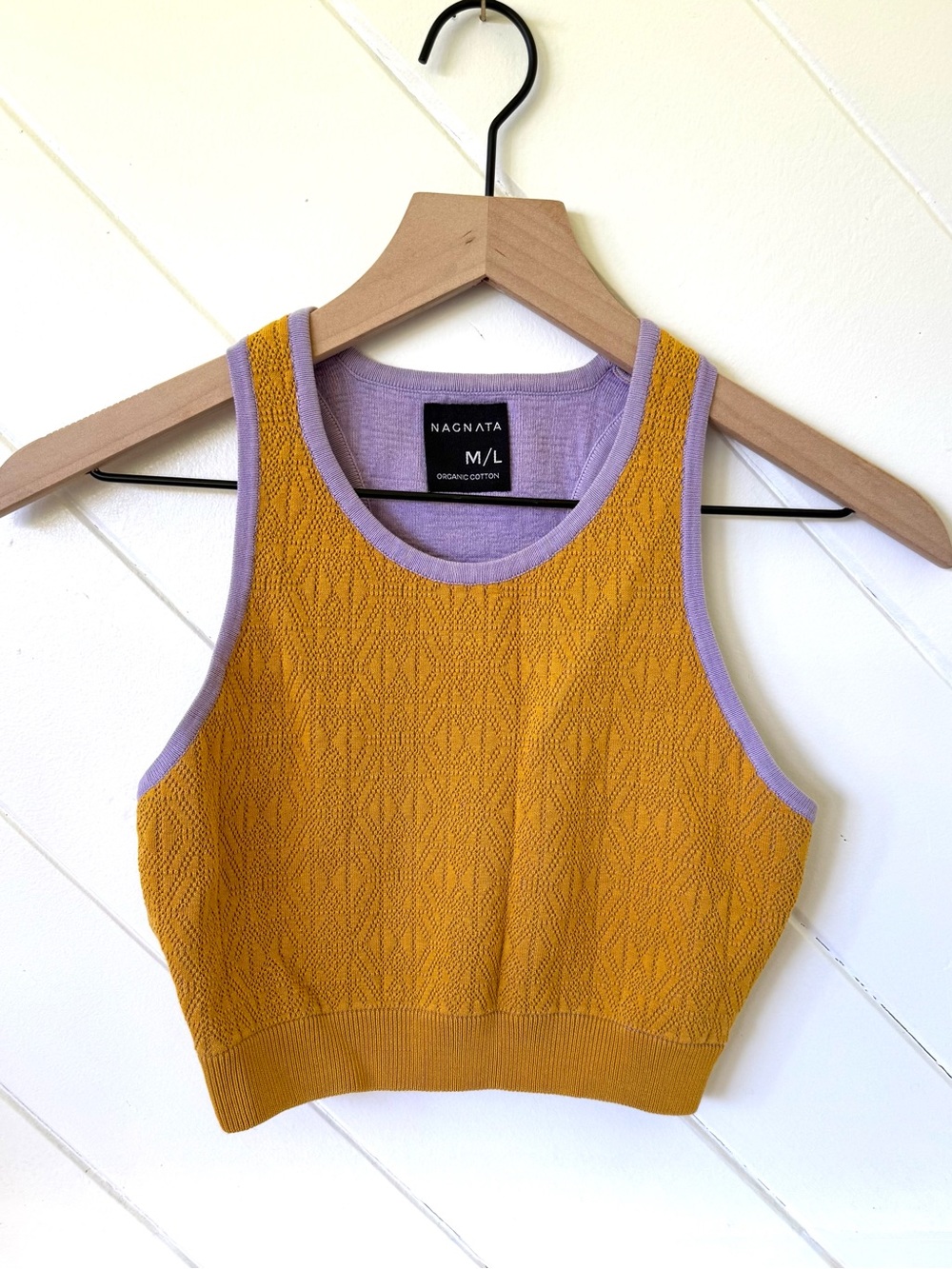 Nagnata crop top in Ochre/Lavender